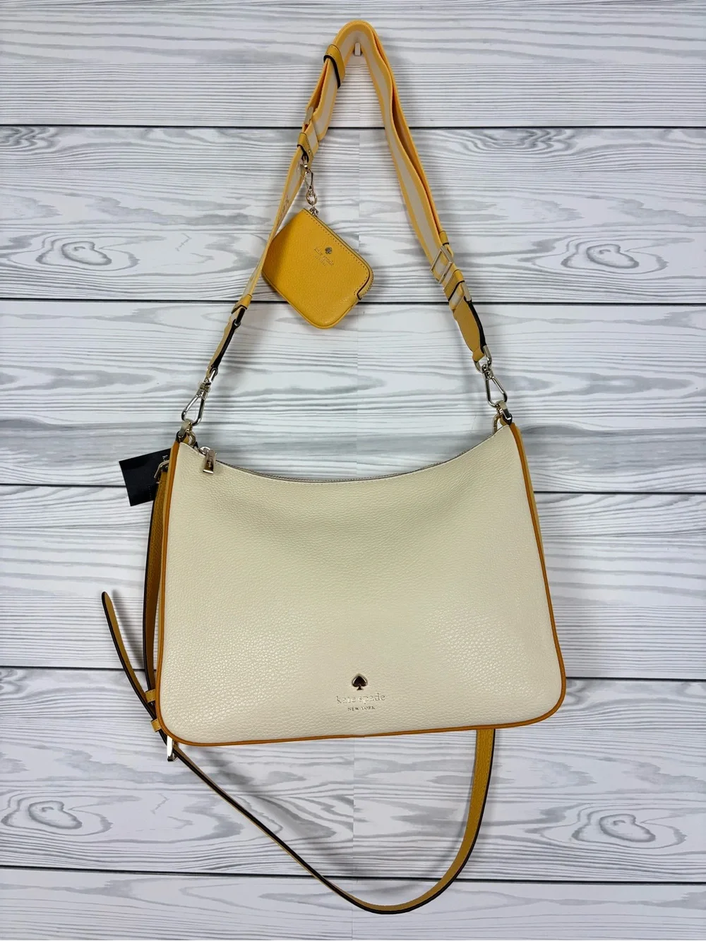 Kate Spade Emma Colorblock pebbles leather purse NWT buttermilk/yellow